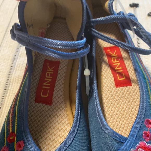 Ina Blue Embroidered Women's Flats - Picture 8 of 12